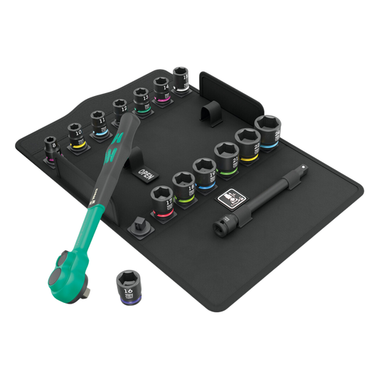 Wera 8100 SB 12 Zyklop Comfort Ratchet Set 3/8-Inch Metric 16 Pieces