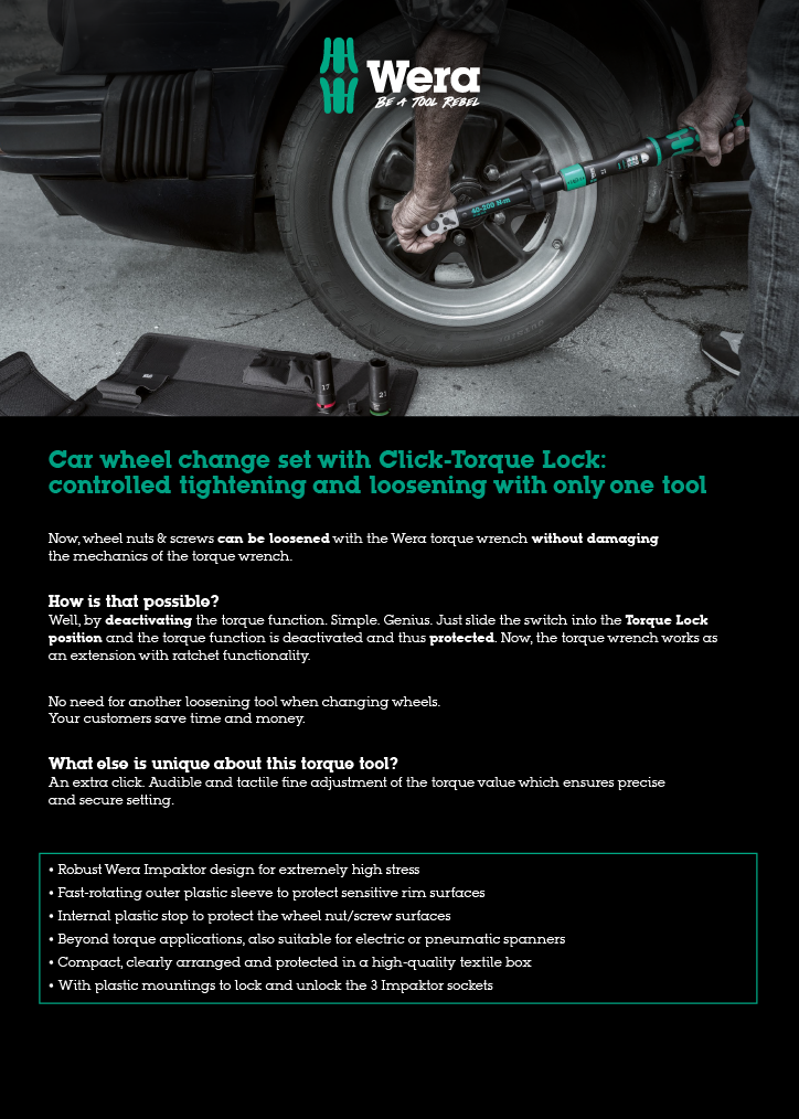 Car Wheel Change Set with Click-Torque Lock