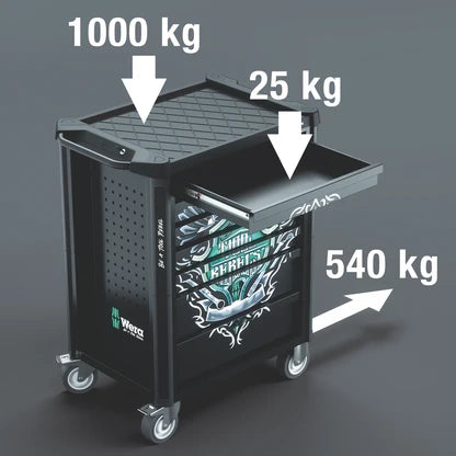 Wera 9700 Tool Rebel Roller Cabinet with 94-Piece Tool Set